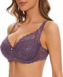 Lace Bra with Adjustable Straps | Padded Thin Cotton Cup | Full Coverage Comfort Fit