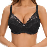Lace Bra with Adjustable Straps | Padded Thin Cotton Cup | Full Coverage Comfort Fit