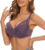 Lace Bra with Adjustable Straps | Padded Thin Cotton Cup | Full Coverage Comfort Fit